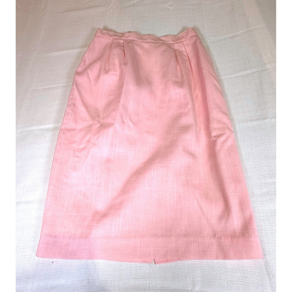 Vintage Pink High Waisted Pencil‎ Skirt Midi Pleated Pastel 90s Office Size 6
